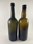 Antique 1840s Black olive Glass Bottle Set Of 2