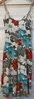 Tadashi Vintage Rayon Floral Spaghetti Strap Faux Wrap V-neck Dress Size Xs