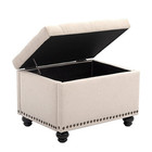 24 Inch Modern Tufted Bedroom Storage Ottoman Bench  Linen Lift Top Upholster   
