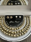 Gold Glass Pearl Jewelry Set Necklace Bracelet Earrings Cubic Zirconia Accents