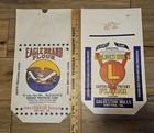 Lot Of 2 Paper Flour Bags - Golden Rule   Eagle Brand Galveston Mills Gretna Va 
