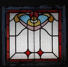 Pretty Victorian English Leaded Stained Glass Window 24  X 22 1 2 