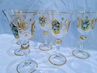 Czech Bohemia Cut Crystal Glass - Wine Glasses 17cm Decorated Gold 6pc