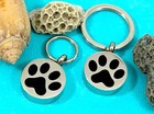 Pet Cremation Pendant Urn Keychain 1  Key Ring For Ashes Dog Cat Paw Print
