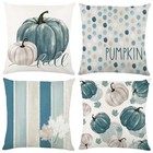 4pcs Fall Thanksgiving Pillow Cover 18x18in Blue Pumpkin Pumpkin Pillow Covers
