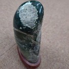 Rare Oga Aoshi Suiseki Natural Blue Green Stone With Wooden Base 9x11cm