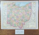 Vintage 1896 Ohio Map 14 x11 Old Antique Original Cincinnati Hamilton Lebanon Oh