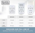Black decker White 6 Grounded Outlets Surge Protector Wall Mount With 4 Usb Port