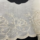 Cotton Linen Wide Lace Trim Embroidered Flower Cream Antique White 1yd 7  