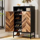 8-tier Shoe Cabinet With Doors Entryway Hallway Shoe Storage Organizer Black New