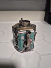 Vintage Chinese Style Green Glazed Porcelain Teapot W  Metal Mounts As Is