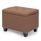 24  Brown Lift Top Storage Bench Tufted Poufs Ottoman Upholstered Footrest Stool