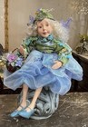 Pixie Elf Fairy Posable Figurine Shelf Sitter 16    Tall Blue   Green