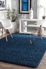 Nuloom Contemporary Modern Simple Solid Shaggy Area Rug In Navy Blue