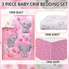 Baby Girl Crib Bedding Set Pink Elephant Crib Nursery Comforter Bed Sets Decor W