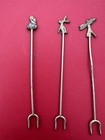 5 Mexican Sterling Silver Figural Hors D oeuvres Cocktail Martini Picks Forks