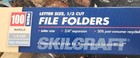 New -  100  Skilcraft 1 3 Cut Letter Size  3 4 Expansion Manila File Folders