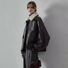 Womens The Row Leather Spring New Removable Fur Collar Jacket Top