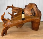 Vintage Monumental Teak Root Burl Sculptural Bench