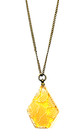 Antique 12k Yellow Gold Filled Chain   Resin Over Lace Pendant 
