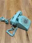 Vintage 1970s Itt Rotary Dial Desk Telephone Model 500 Aqua Blue Retro Mcm