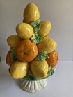 Mcm Vintage 8    Majolica  Hand-painted Lemons oranges Ceramic Topiary - Italy