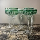 Set Of 5 Waterford Crystal Clarendon Emerald Green 8  Hock Wine Glasses Nvr Used