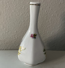 Vintage Hollohaza Hungary Porcelain Floral Bud Vase With Gold Trim 4 75  Tall