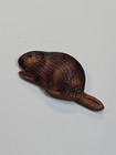 Beaver Lapel Pin Hand Tooled   Painted Leather