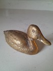Vintage Mid Century Solid Brass Duck Figurine 5    Long X 2 5    Tall