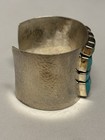 Vintage Wide Sterling   Turquoise Bracelet  4810