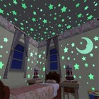 100pcs 3d Moon Star Glow In The Dark Luminous Fluorescent Wall Stickers Decor Us