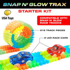 Glow Tracks Starter Kit Race Tracks And 2 Led Toy Cars - 216pk Glow In The Dark 