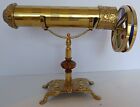 Vintage Gatco Brass Dual Stained Glass Dial Wheel Kaleidoscope With Stand