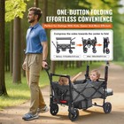 Wagon Stroller For 2 Kids  Push Pull Quad Collapsible Stroller With Adjustable H