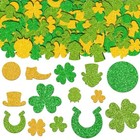 St Patrick   s Day Foam Stickers     240pcs Glitter Shamrock Clover Shaped Green 