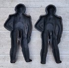 Rare Cast Brass Antique George Washington Figural Andirons Uprights No Billets