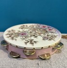 Antique   Old Hall   British  Ceramic Tambourine Transferware Euc 1890s Floral