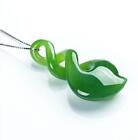 Chinese Hand-carved Spiral Jade Pendant Natural Bright Green Jade Necklace