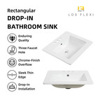 21 x18  White Drop-in Bathroom Sink Ceramic Rectangular 4  Centerset Faucet Hole