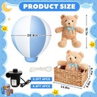 3 Ft Hot Air Balloon With Stuffed Bear And Basket For Baby Shower blue 