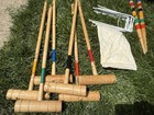 L l  Bean 6 Player Hardwood Croquet Set Green Canvas Tote Bag Great Quality