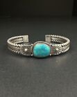 Vintage Navajo Blue Turquoise Sterling Silver Cuff Bracelet Signed 6 2    31g  197