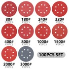 100x 5 Inch Sanding Discs 80-3000 Grit Sandpaper Orbital Sander Paper Sheets