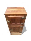 Antique Vtg Oak Ice Box Early 20th Century Two Compartment Brass Handles Country