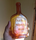 Old Nick Negrita Rum Honey Amber Early 1900 Hand Blown In Mold Bottle Bardinet