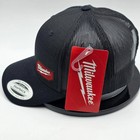 Milwaukee Trucker Hat One Size Black Mens Snapback Gridiron Mesh Patch Cap New