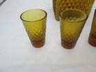 5  Vintage Gold  Colored Glass Decanter With 4 Piece Shot Glasses Set