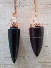 Rosewood Dowsing Pendulum With Copper Band And Crystal Quartz Orb