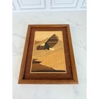 Vtg Marquetry Wood Inlay Art With Eagle In Flight 13  X 10 